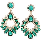 VANGETIMI Fashion Rhinestone Statement Drop Dangle Earrings Large Colorful Crystal Chandelier Earrings for Women Bridal Wedding Party Prom