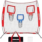 Zonlolo 6x6ft Football Training Net, Football Throwing Net with 3 Target Pockets, Portable QB Throwing Practice Equipment with Small Carry Bag,Most Suitable for Kids