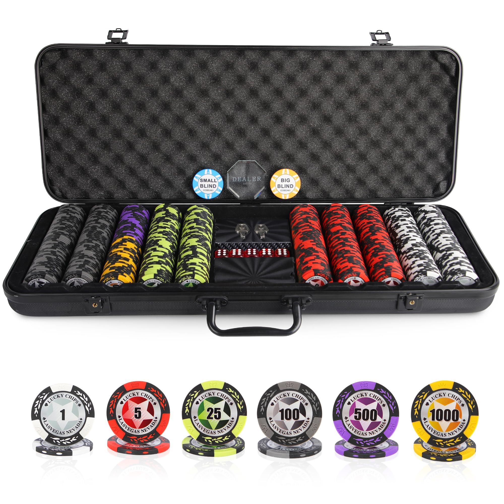 Las Vegas Poker Chip Set in Aluminum Carry Case - Holo
