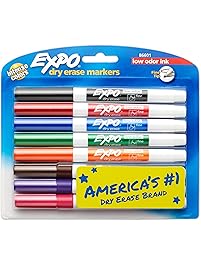 EXPO 86601 Low-Odor Dry Erase Markers, Fine Tip, Assorted Colors, 8-Count