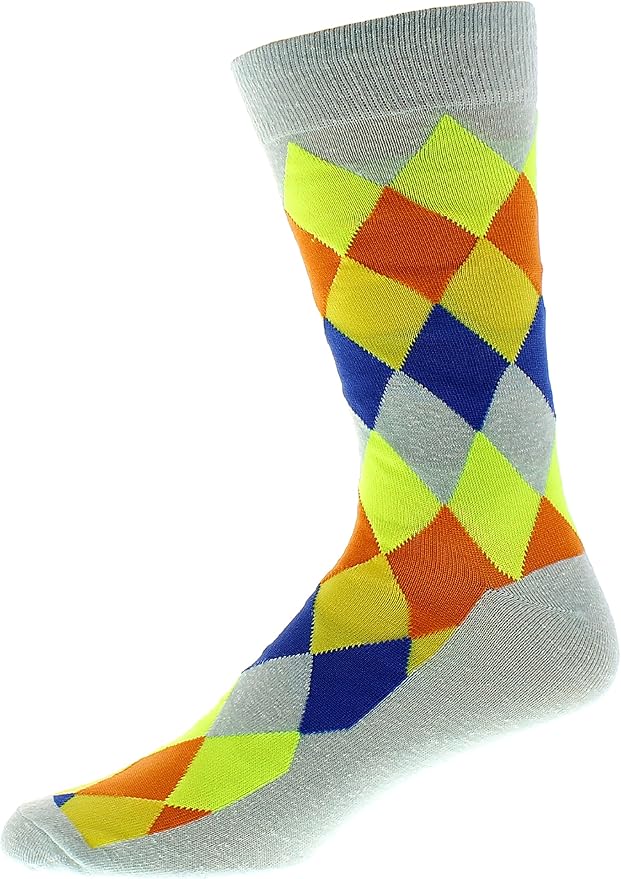 Forever Diamond Pattern Mens Trouser Socks (Yellow) Clothing
