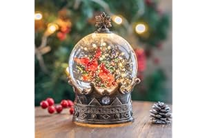 MXWCY Cardinal Crown Christmas Snow Globes Music Water Lantern Holiday Decorations Gifts for Family Children or Friends