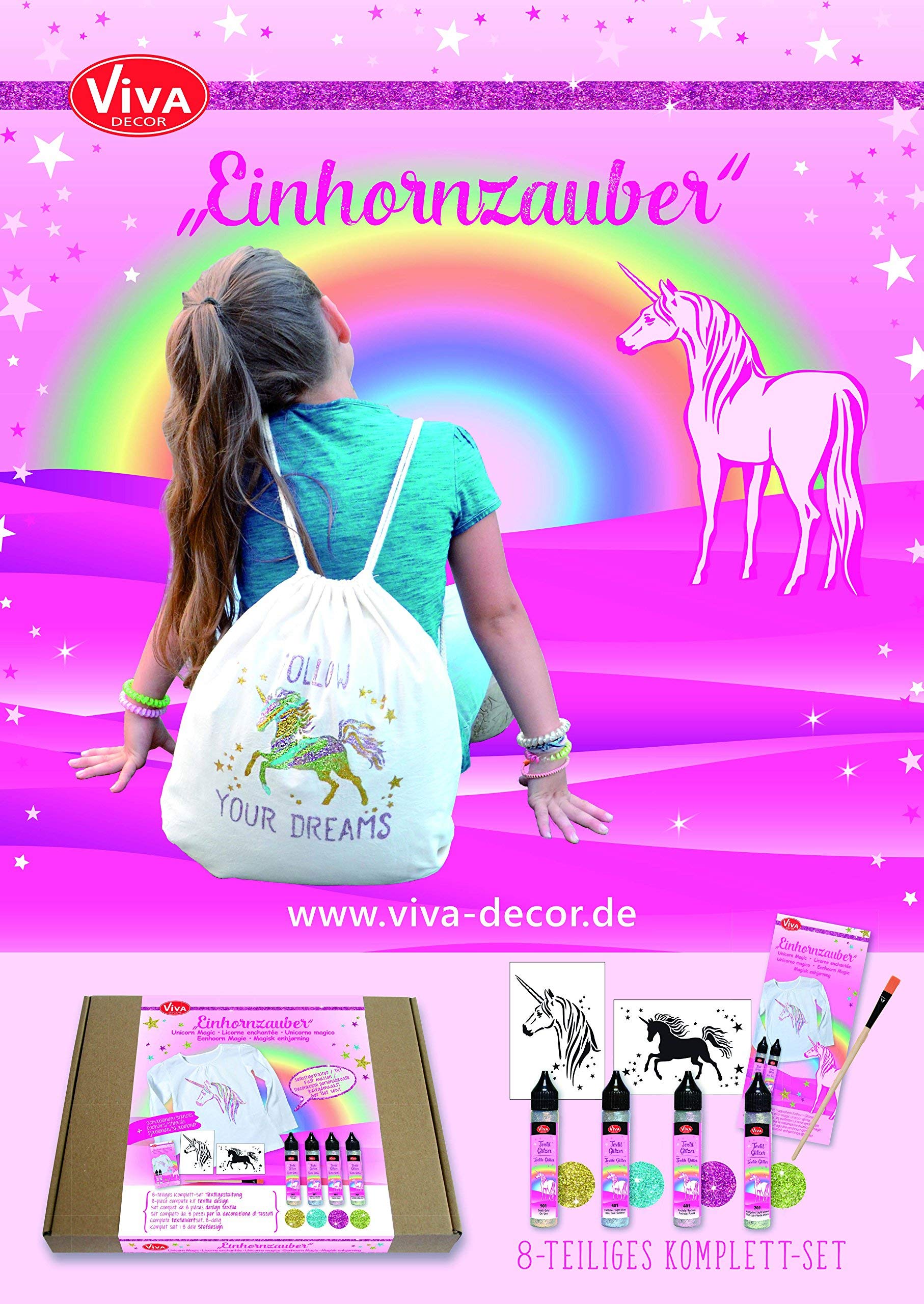 Viva Decor Creative Stencil Set Magic Unicorn, Synthetic Material, Multicoloured, 26 x 21 x 3 cm