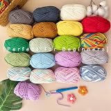 Renyiz Chunky Yarn Cotton Nylon Crochet Kit 50g 10 Balls Gray with Accessories view 5