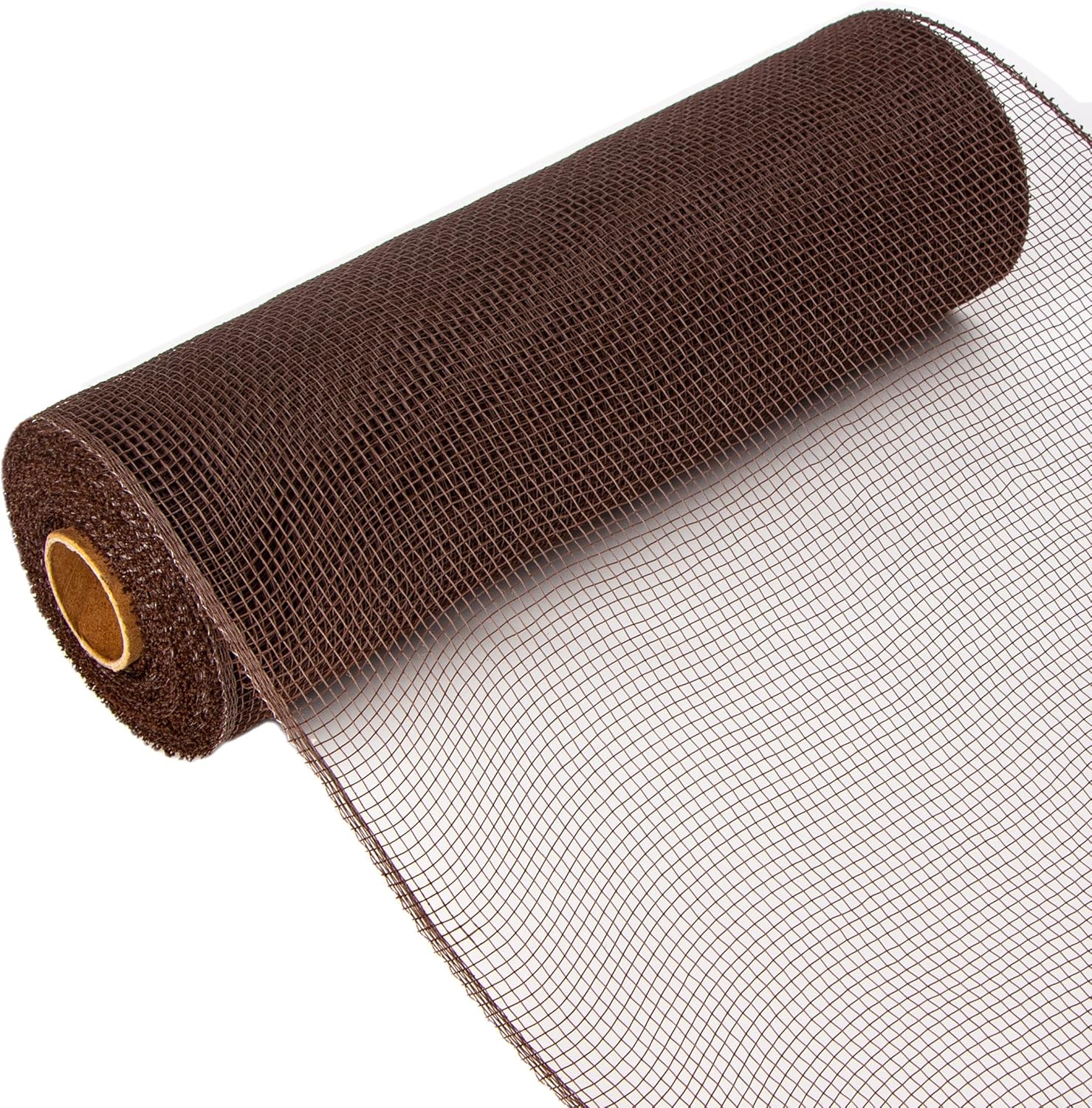 Bows & Ribbons - Ribbli Chocolate Brown Mesh Ribbon,10 inch x 30 feet(10Yard), Use for Wreath Swags and Christmas Tree Decorating (Non-Metallic)