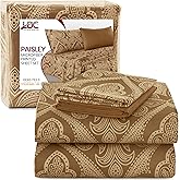 Ultra Soft Wrinkle-Free Microfiber Paisley Sheet Twin XL Set, Breathable Boho Bed Sheet Set – 16" Deep Pocket Fitted Sheet, Flat Sheet & 2 Pillowcases, Juegos de Sábanas, OEKO-TEX - Brown