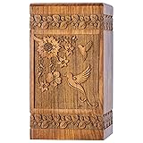 INTAJ Handcarved Rosewood Hummingbird Oversized Urn