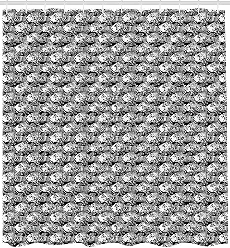 Amazon Co Jp Gooeoo モノクロアネモネフィッシュとカクレクマノミ海の下の絵フィッシュシャワーカーテン布生地浴室の装飾セットフック付き71インチ長い黒と白 Home Kitchen