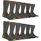 Chaps Men's Marl Athletic Crew Socks 12 Pair Pack, Black, Men's Shoe Size 6.5-12