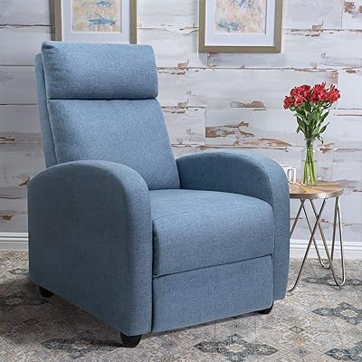 Tuoze Ergonomic Recliner Chair, Adjustable Single Sofa, Blue