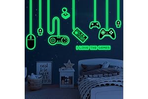 Gaming Wall Decals Glow in The Dark Wall Decals Video Game Zone Wall Stickers Removable Gaming Room Wall Decor Peel and Stick