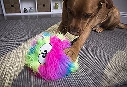 goDog Furballz Squeaky Plush Ball Dog Toy, Chew