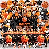 Basketball Birthday Party Decorations, Basketball Themed Party Decorations Supplies Include Balloon Arch Kit Banner Cake Topper Backdrop for Boys Sports Birthday Decor