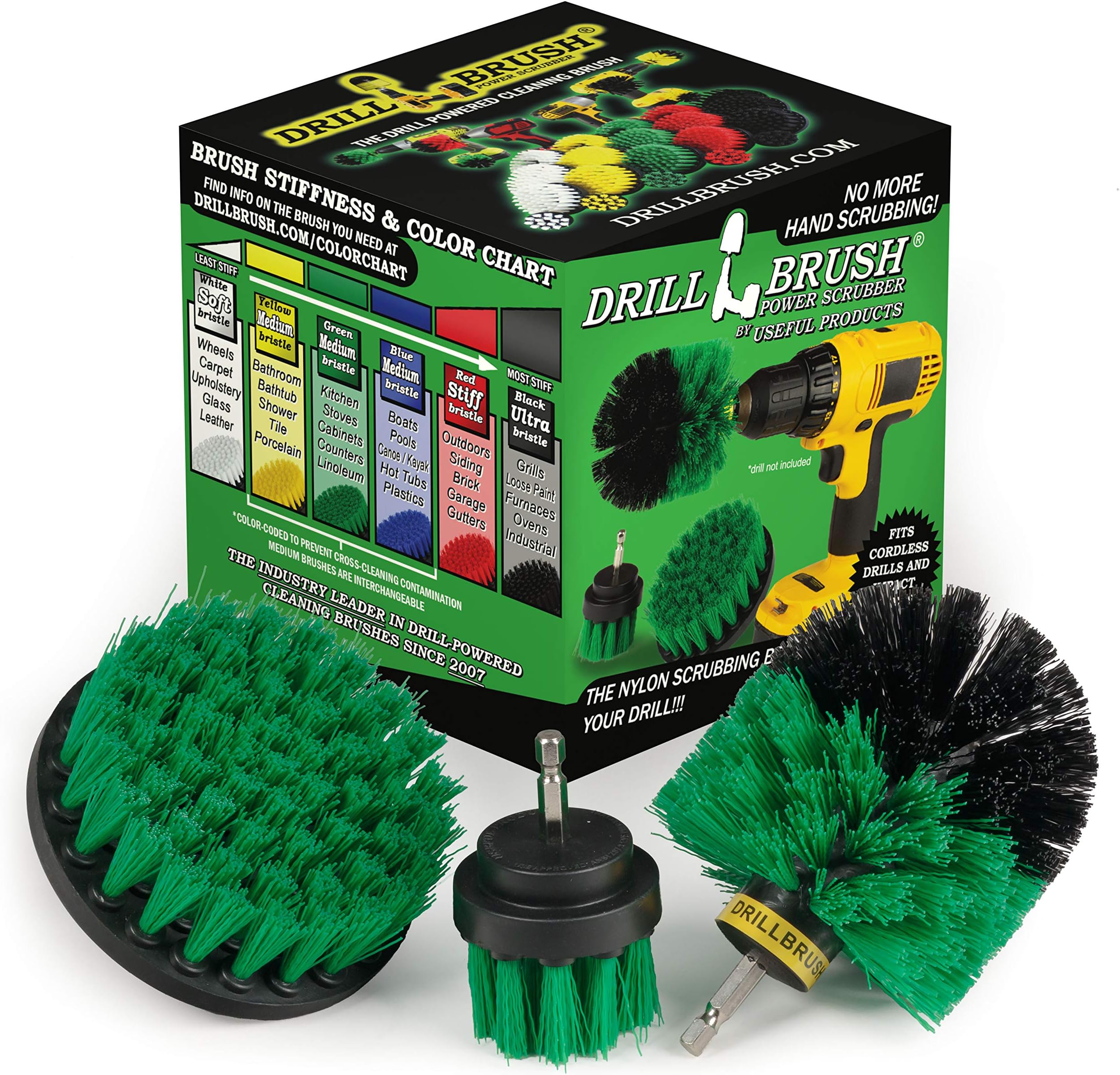 Drillbrush Green Kitchen Cleaning Drill Brushes Stainless Steel Sink