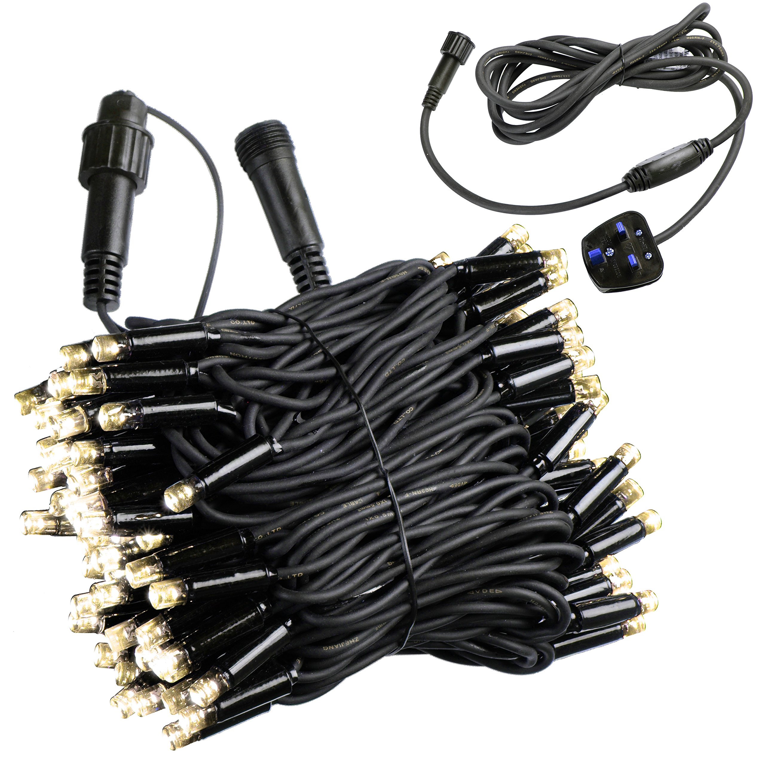 WeRChristmas 100 Warm White LED Lights Connectable Rubber Cable Starter Pack