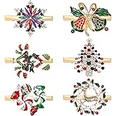 6 PCS Christmas Hair Clips for Women Sparkly Rhinestone Reindeer Wreath Bell Hairpins Xmas Themed Festive Party Hair Accessory Gifts (Christmas)