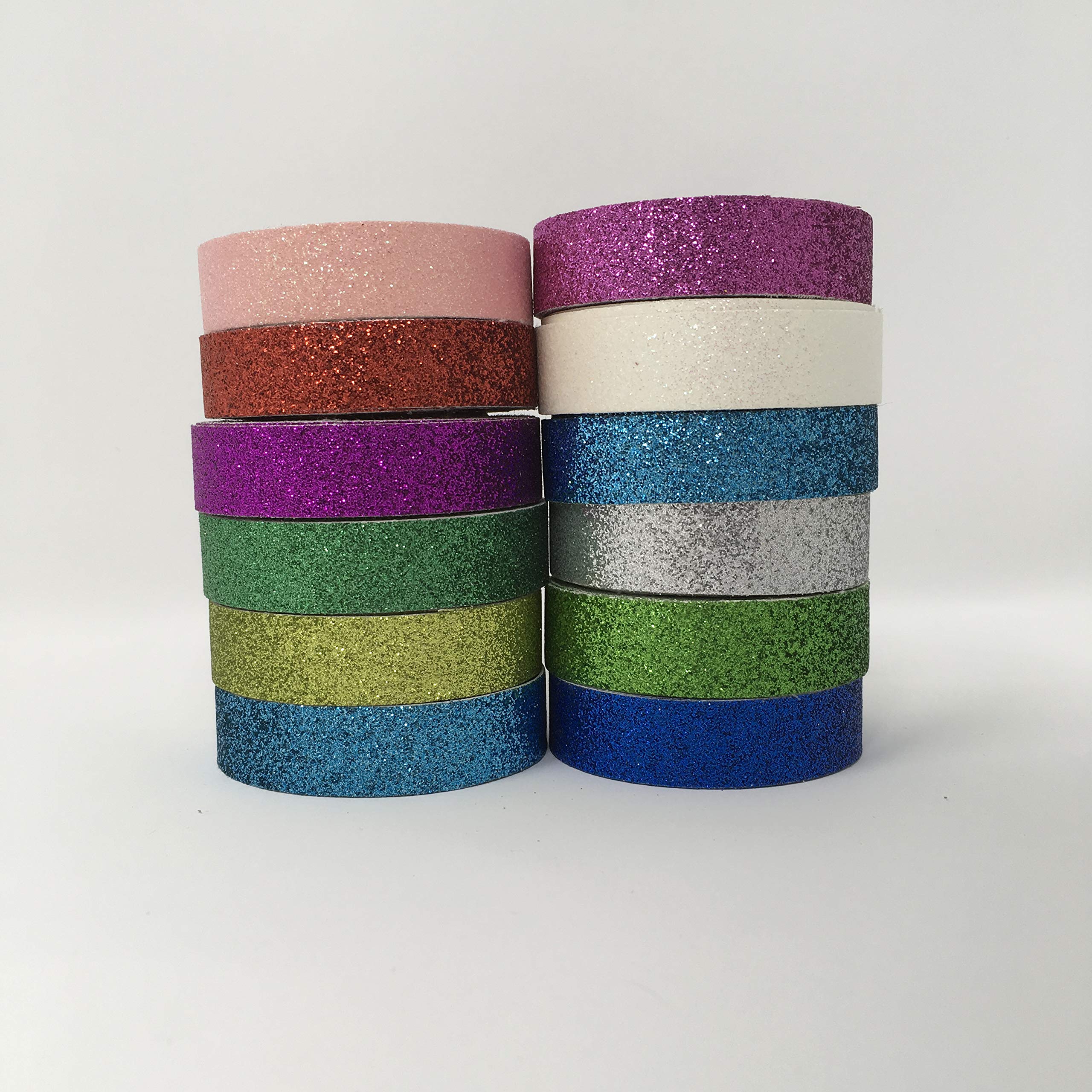 12 Large Rolls Glitter Tape 1 cm x 3 m 9 Colours