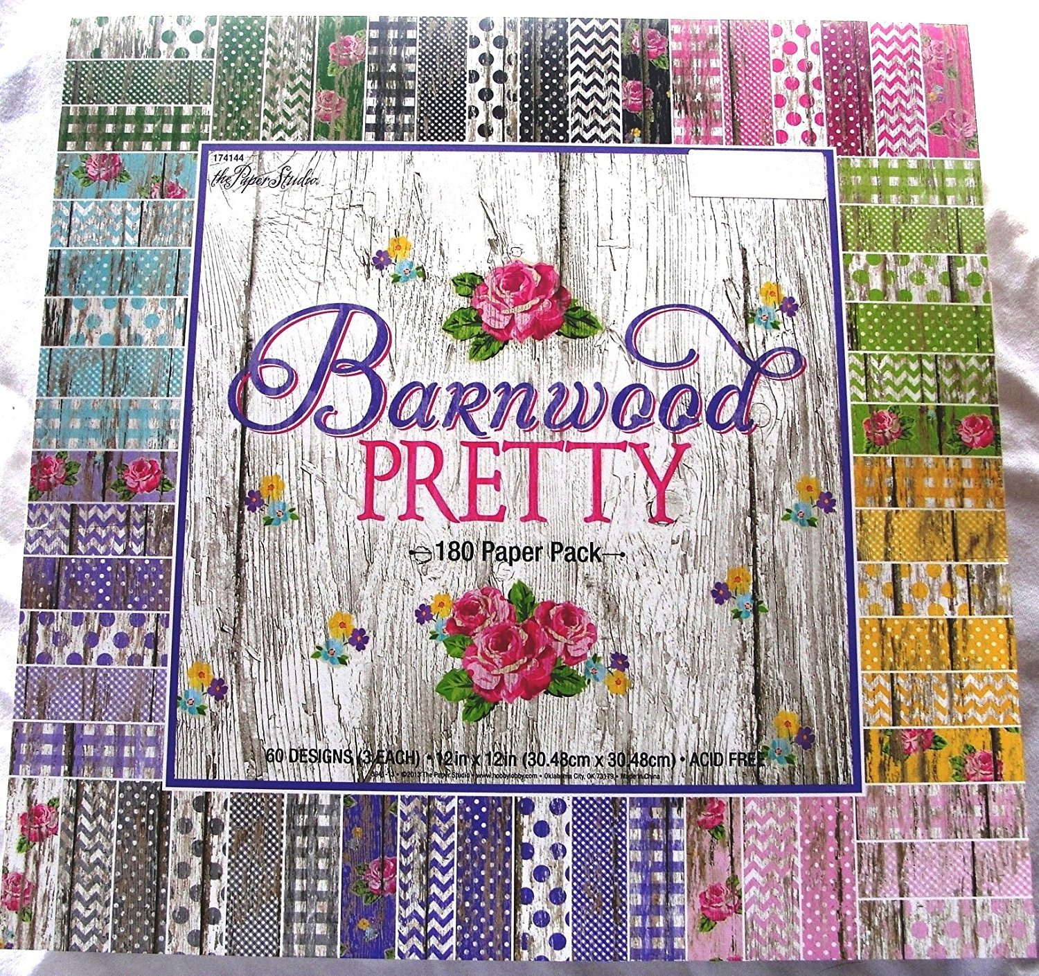 Barnwood Pretty 12x12 Scrapbooking Paper Pack 180 Sheets Chevron, Dots