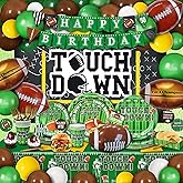 Party Spot! Rugby Football Birthday Party Decorations For Boy,Sports Birthday Party Decorations,Sports Theme Paper Plates for 16 Peoples, Balloon Arch, Tablecloth, Backdrop