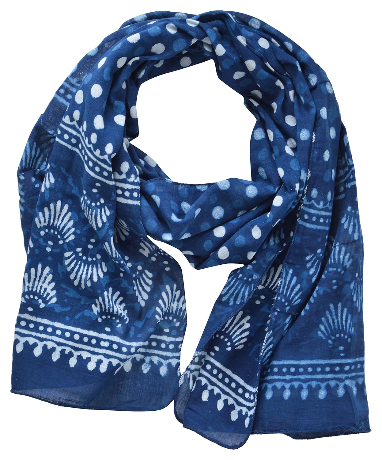 guru kripa enterprises women's stole (blue) size(170cm x 55cm) handblock printed