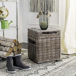 Safavieh Home Merlie 18-inch Coastal White Rattan Storage Trunk