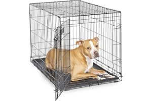 MidWest Homes for Pets 36-Inch iCrate Folding Dog Crate with Divider Panel, Leak-Proof Tray & Secure Latches – Metal Wire Kennel for Medium Large Breeds – Portable, Durable & Easy to Assemble