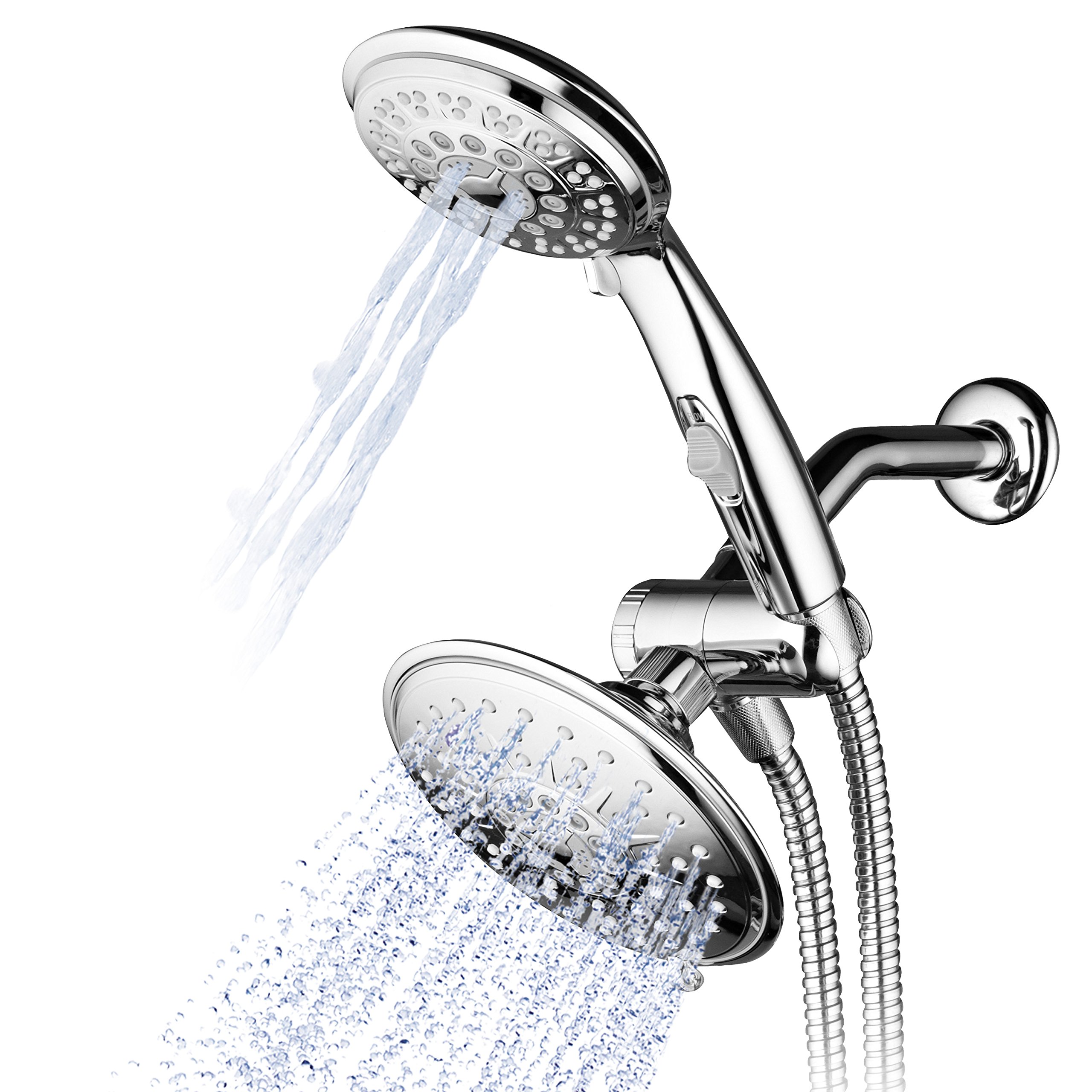Hydroluxe® 30-Setting Ultra-Luxury 3 Way 6 Inch Rainfall Shower-Head/Handheld Shower Combo with Patented ON/Off Pause Switch (Premium Chrome)