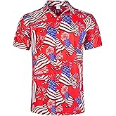 Fanient Mens Hawaiian Shirt Summer 3D Print Casual Short Sleeve Button Down Graphic Aloha Dress Shirts