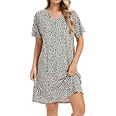 Kabento Nightgowns for Women Soft Cotton Sleep Shirts Short Sleeve Sleepwear S-XXL