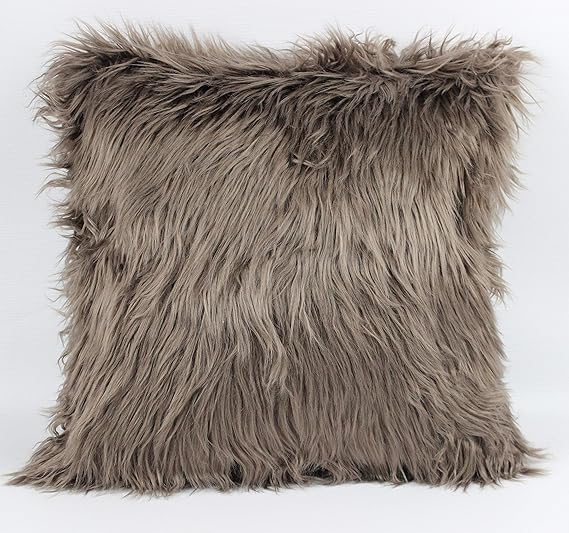 BEDWAY 18 x 18 Faux Fur SHEEPSKIN Cushion Cover Soft Fluffy