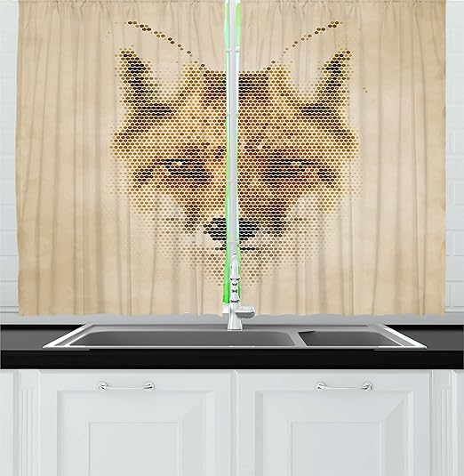 Amazon Com Ambesonne Fox Kitchen Curtains Fox Portrait In