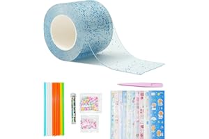 KAVI' S Nano Tape Bubbles Set, Bubble Tapes, Self Adhesive Nano Tape Bubbles, Elastic Bubble DIY Craft Kit, Adhesive Tape for Blow Bubbles, Glitter Stickers Art (Blue)