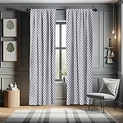 Ambesonne Dutch Curtains, Blue Toned Traditional