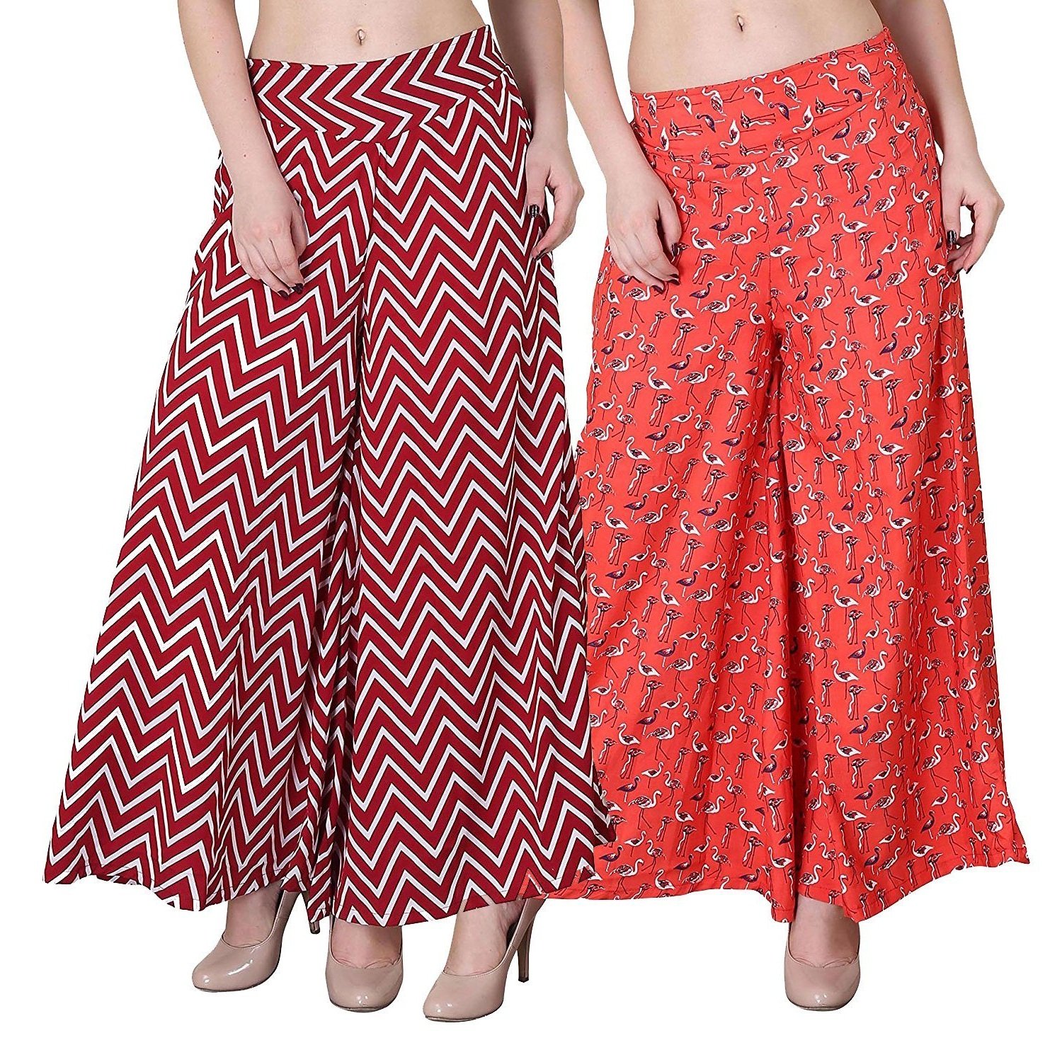 fablab women's multicolor palazzo pants with inner pack of 2(two)