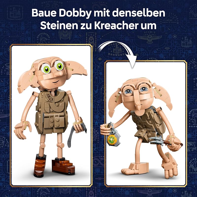 Harry Potter Dobby, der Freie Elf Spielzeug - Modellbau umbaubar in eine Kreacher Figur - DIY Kinderzimmer Deko - Geschenk für Mädchen, Jungen und Fans ab 8 Jahren - 76469