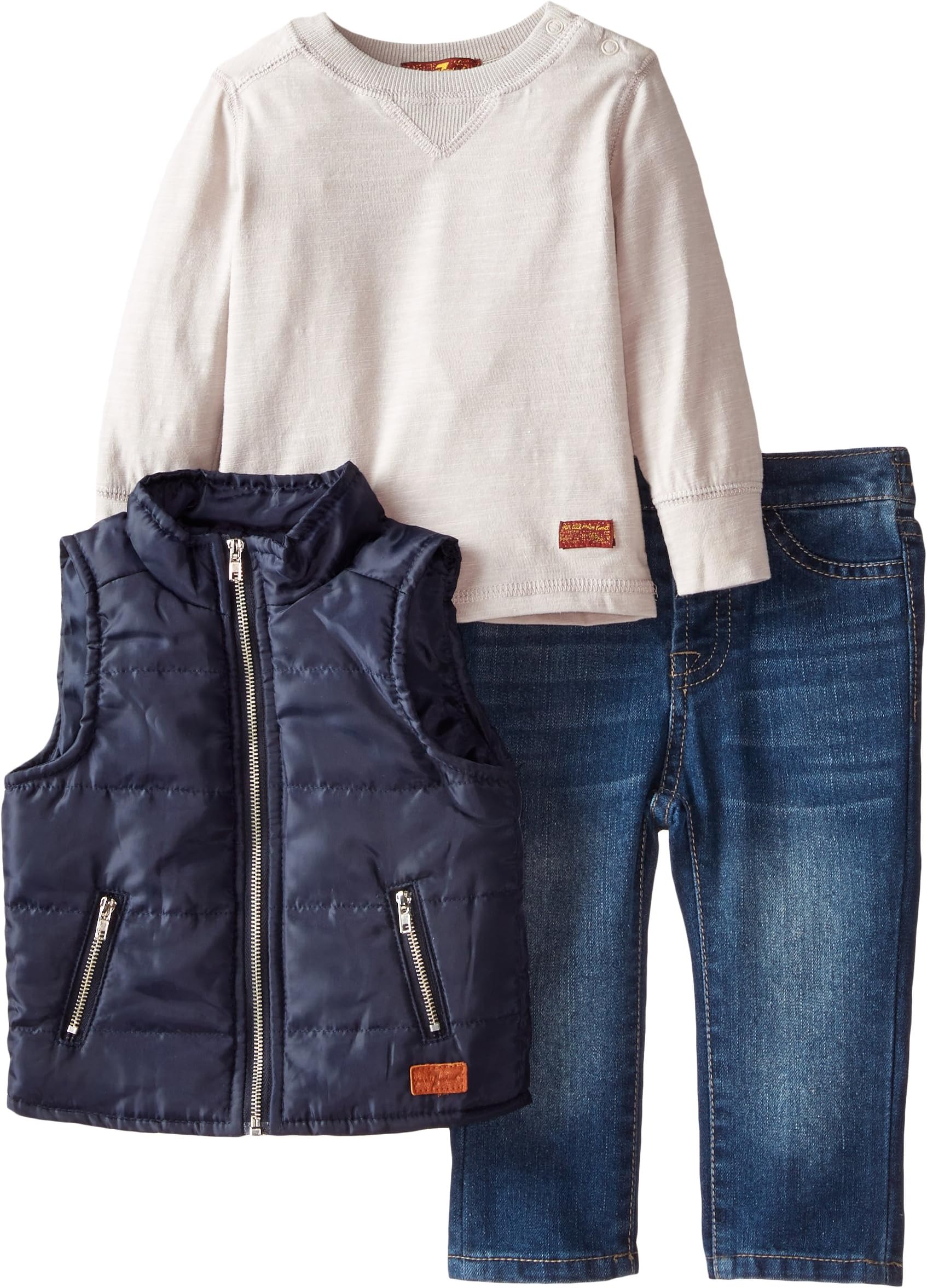 7 for all mankind Baby Boys Vest Slub Jersey Top and Denim Jeans