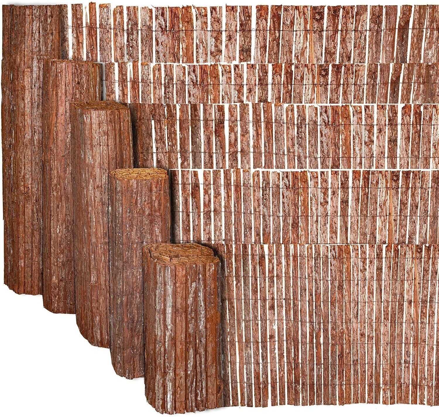 ESTEXO Sichtschutzzaun Länge 400cm aus Baumrinde, Sichtschutzmatte, Sichtschutz, Zaun, Rindenzaun (1,50 m)