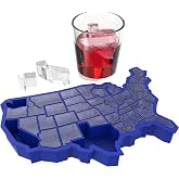 TrueZoo Silicone Ice Cube Tray, Blue Ice Cube Mold for Whiskey, Iced Coffee, Cold Brew, Juice, Home Bar Gifts, Makes 38 Cubes, Molds for Chocolate, Candy, Baby Food, Crayon, Soap, USA States Design