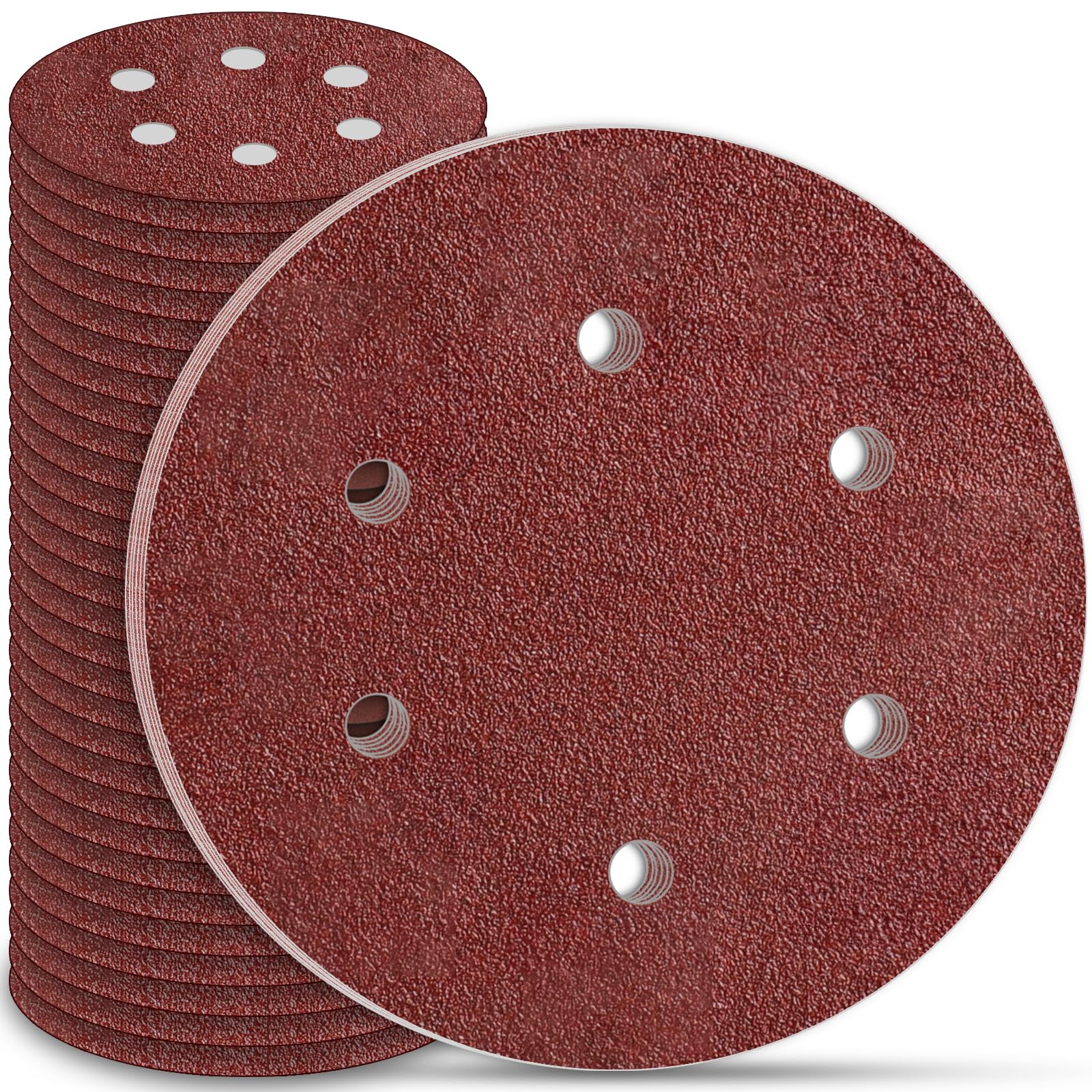 STEBRUAM 225mm Sanding Discs 30Pcs 6 Hole Hook & Loop Sanding Pads, Grit 40 for Drywall & Orbital Sanders