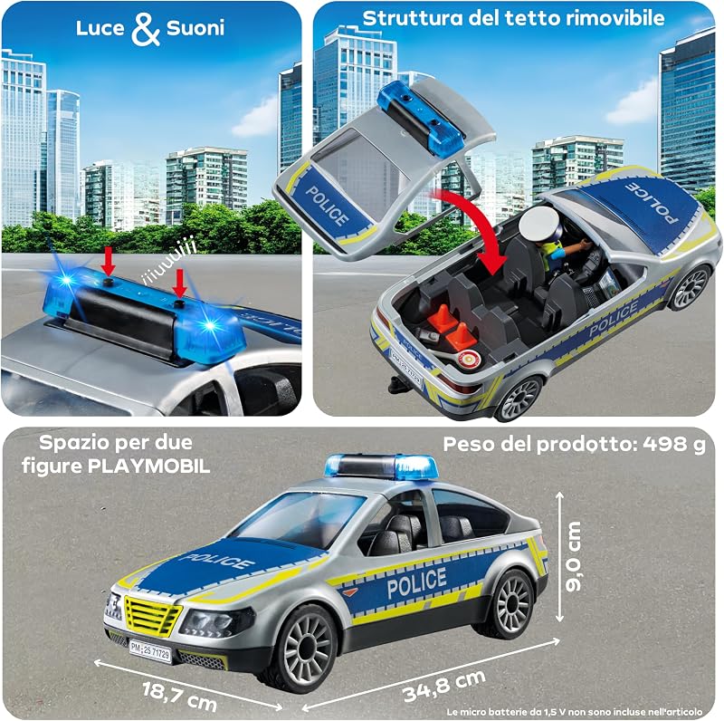 | Action Heroes | Auto della Polizia | Macchina giocattolo | Giocattoli per bambini dai 4 anni in su | 71729