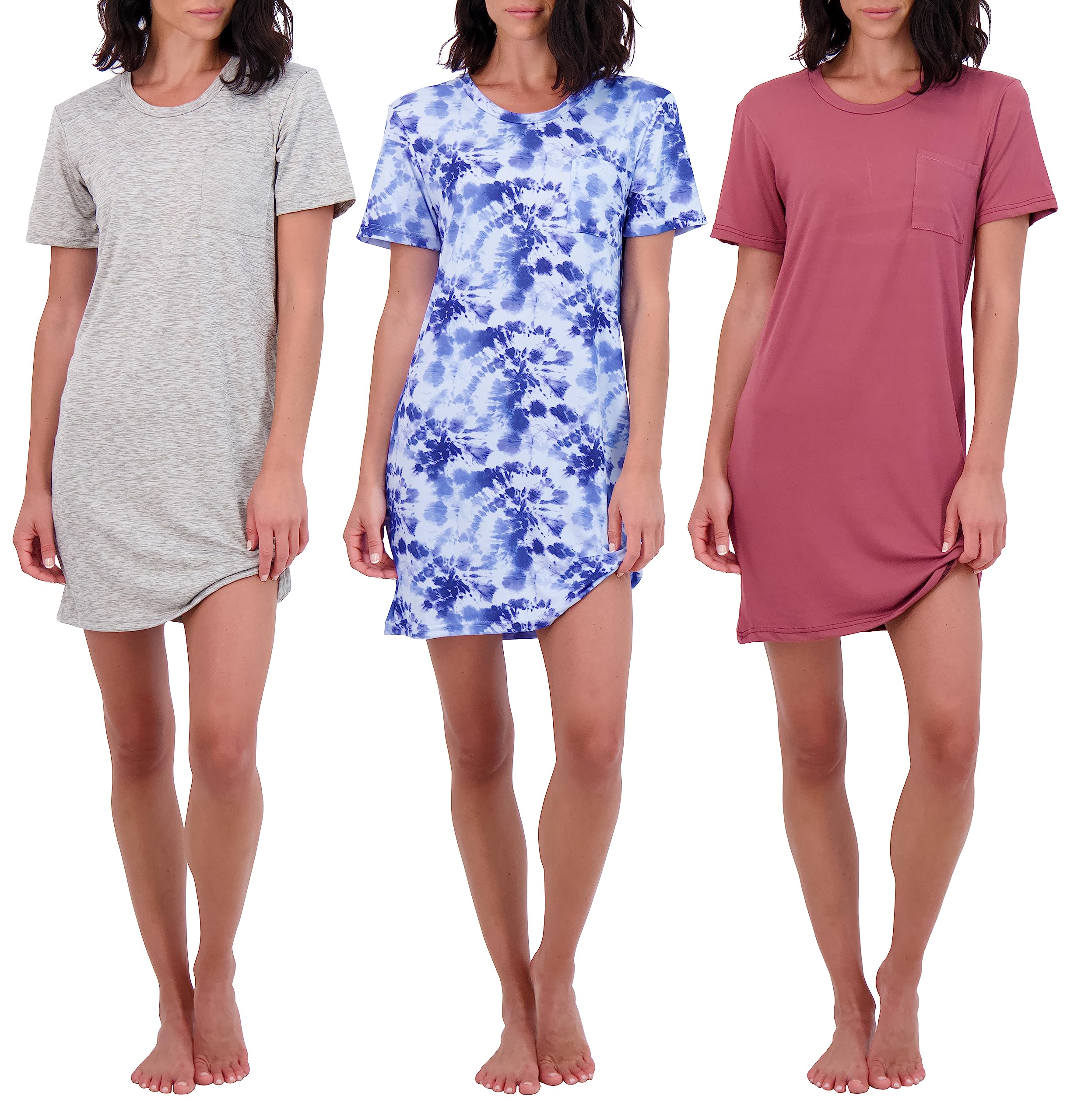 Real Essentials Womens Short Sleeve Nightgown