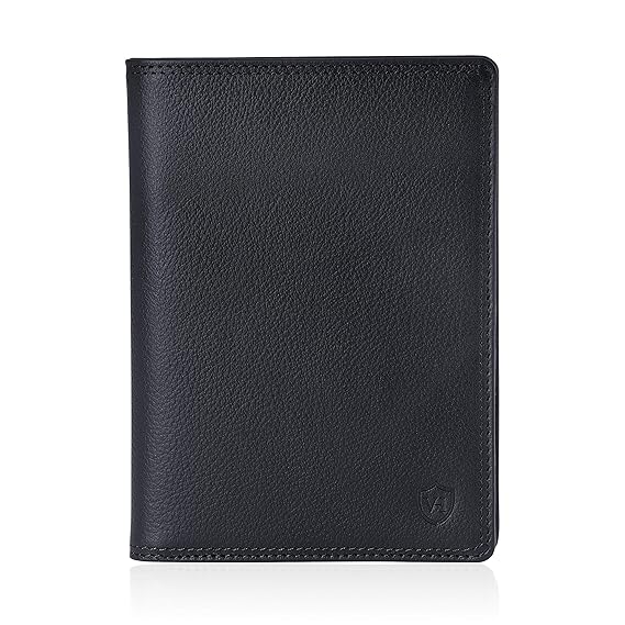 VON HEESEN Reisepasshülle Leder mit RFID-Schutz für Damen & Herren - Made in Europe (Schwarz)