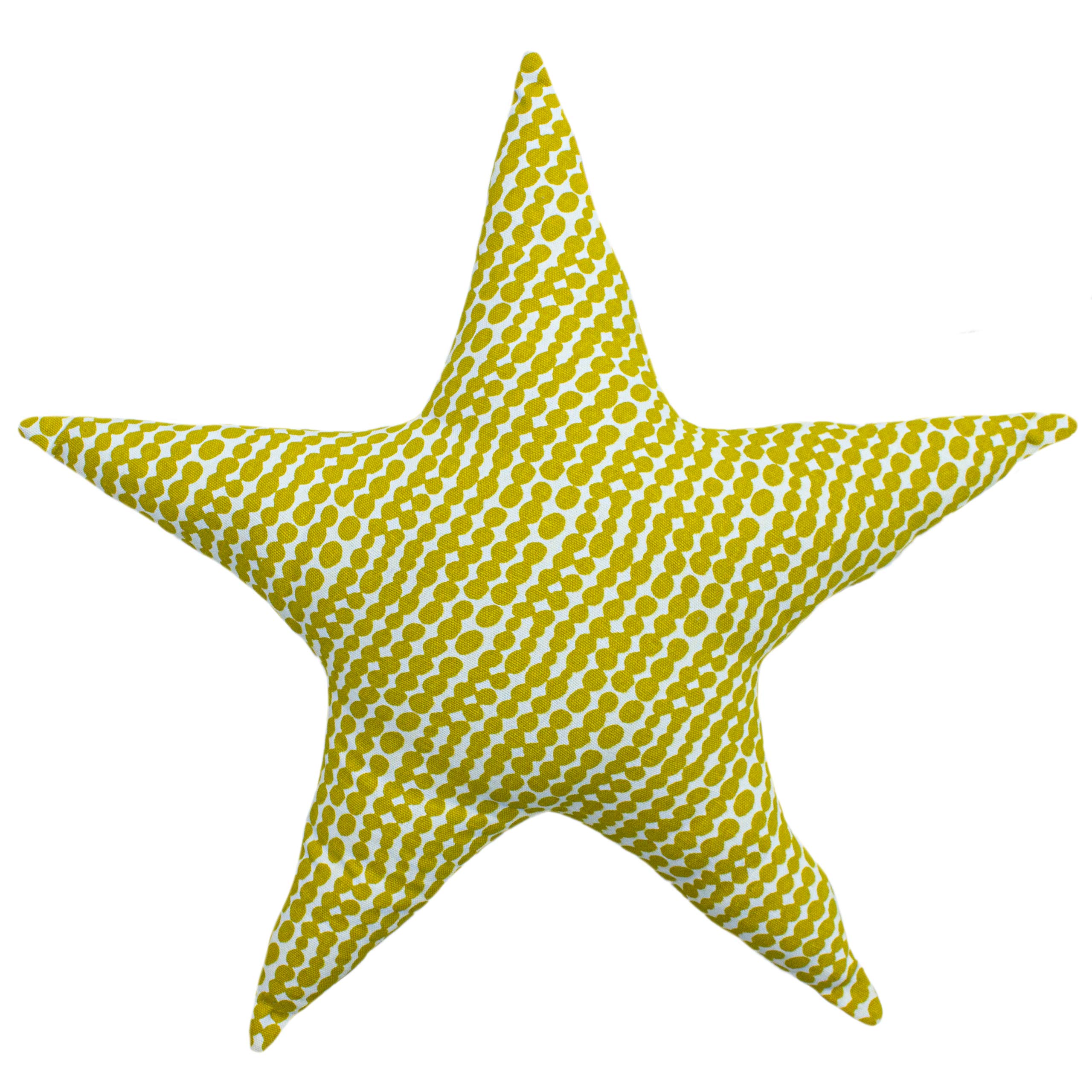 little furn. Printed Star Pre-Filled Cushion, Mustard/Grey, 40 x 40 x 10cm