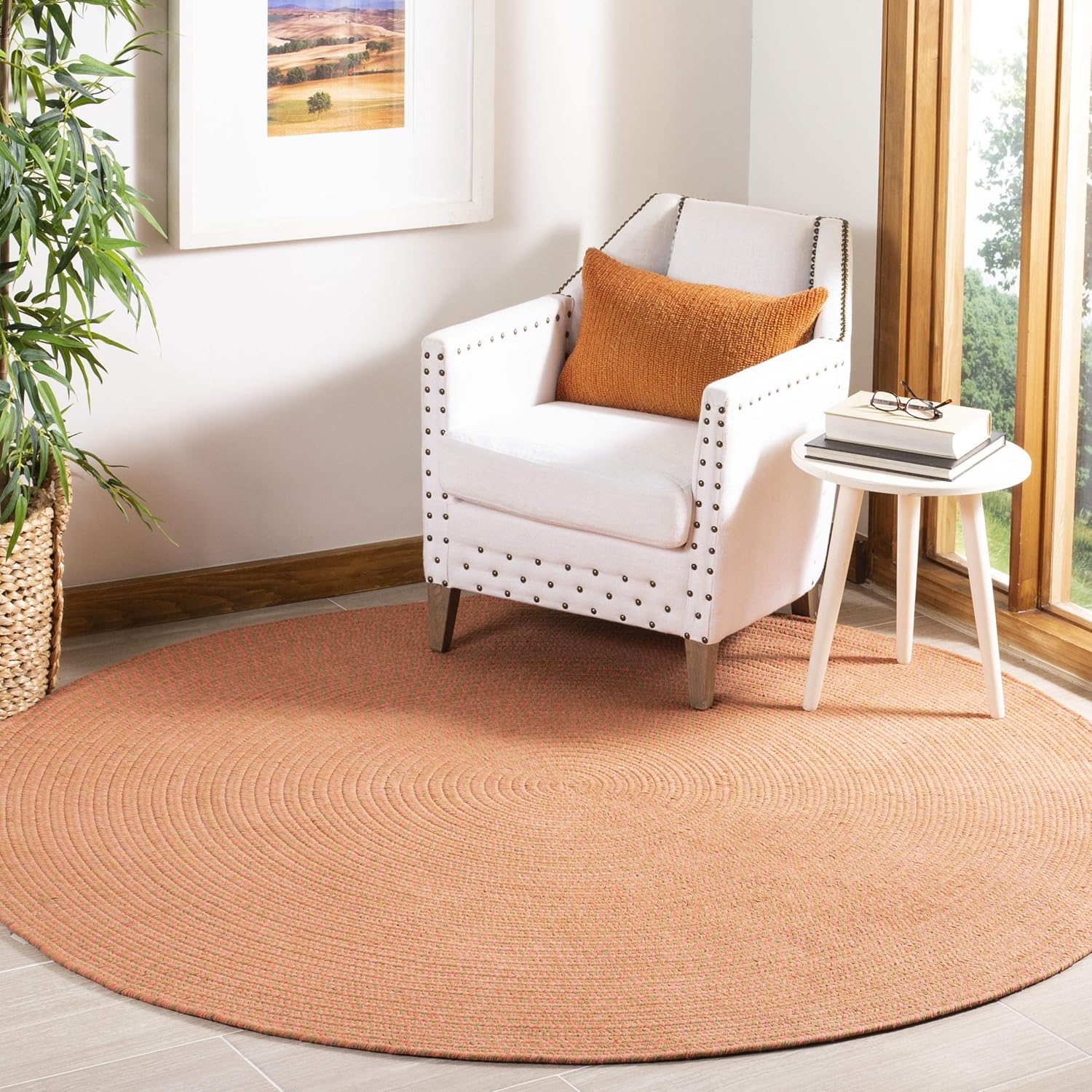 Best peach orange living room rug