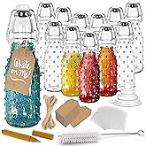 Nevlers 8.5 Oz Dotted Swing Top Glass Bottles | 12 Pack Flip Top Glass Bottle with Lids | Reusable Airtight Kombucha Bottles | Syrup Bottle Set | Bottling Kit for Homemade Drinks, Juices, Fermenting
