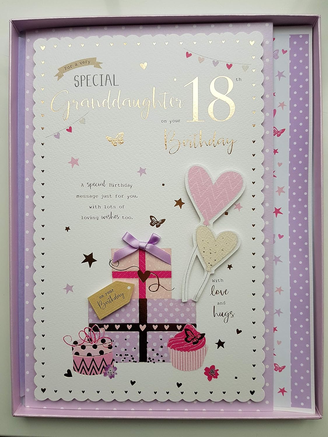 ICG Birthday Card - Special Granddaughter 18th Birthday Large Boxed Card, grey|white|pink|red, 305mm x 225mm