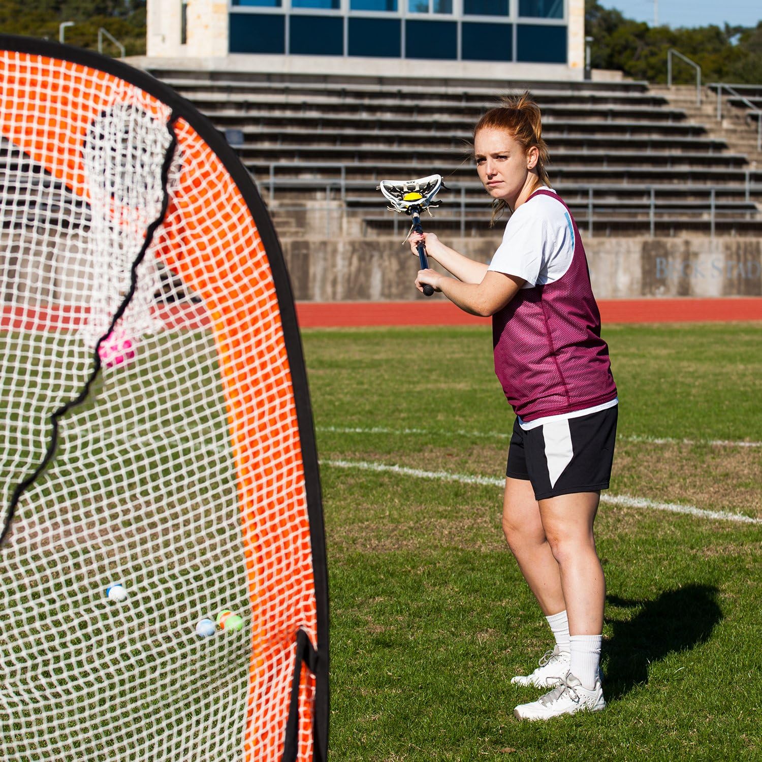 Champion Sports Lacrosse Training Goal: Pop Up & Backyard Shooting Net, Orange, 6 X 6-Feet: Sports & Outdoors