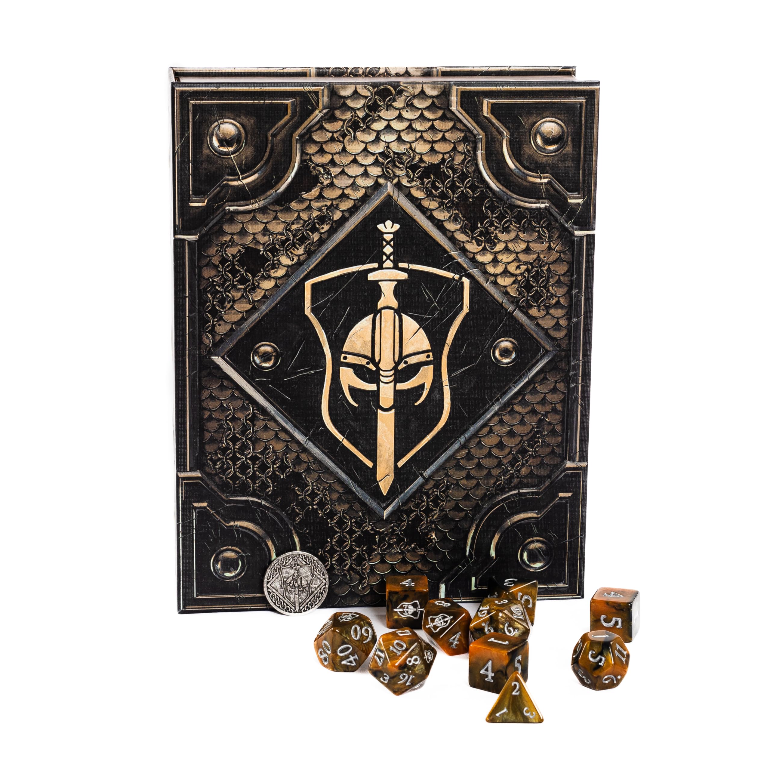 Tome of Combat│Fighter Themed 10 Piece Dice Set & Dice box For Storage And Travel For Dungeons & Dragons, Pathfinder, TTRPG Or Roleplay Game│More Than Your Standard 7 Piece Dice Set