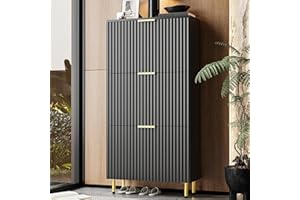 INNOD 51" Shoe Cabinet with 3 Flip Drawers, Shoe Storage Cabinet for Entryway, Freestanding Shoe Organizer with Adjustable Shelf, Narrow Hidden Shoe Rack for Front Door Entrance Hallway