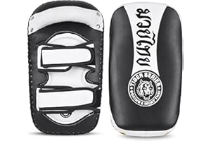 Tiger Pro Thai Pads - Curved Pads with Strong Handle Grip, Thai-Inspired Design, 100% Genuine Leather, Coaching Training Boxi